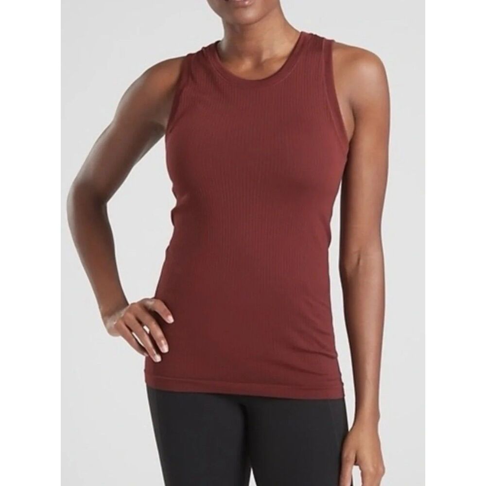 Athleta Signature Ribbed Tank Top in Maroon, Medium (C9)